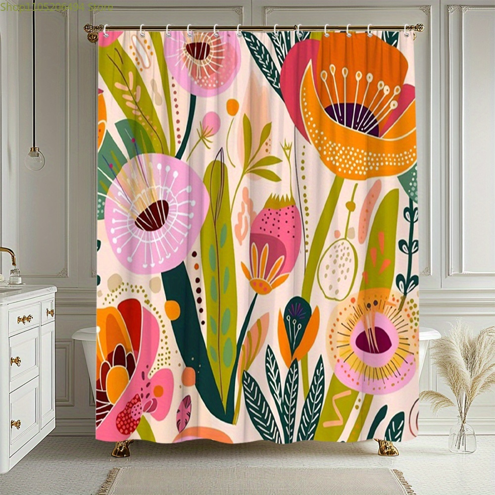 Home Bathroom Design Ideas - Rideau de douche à motif floral