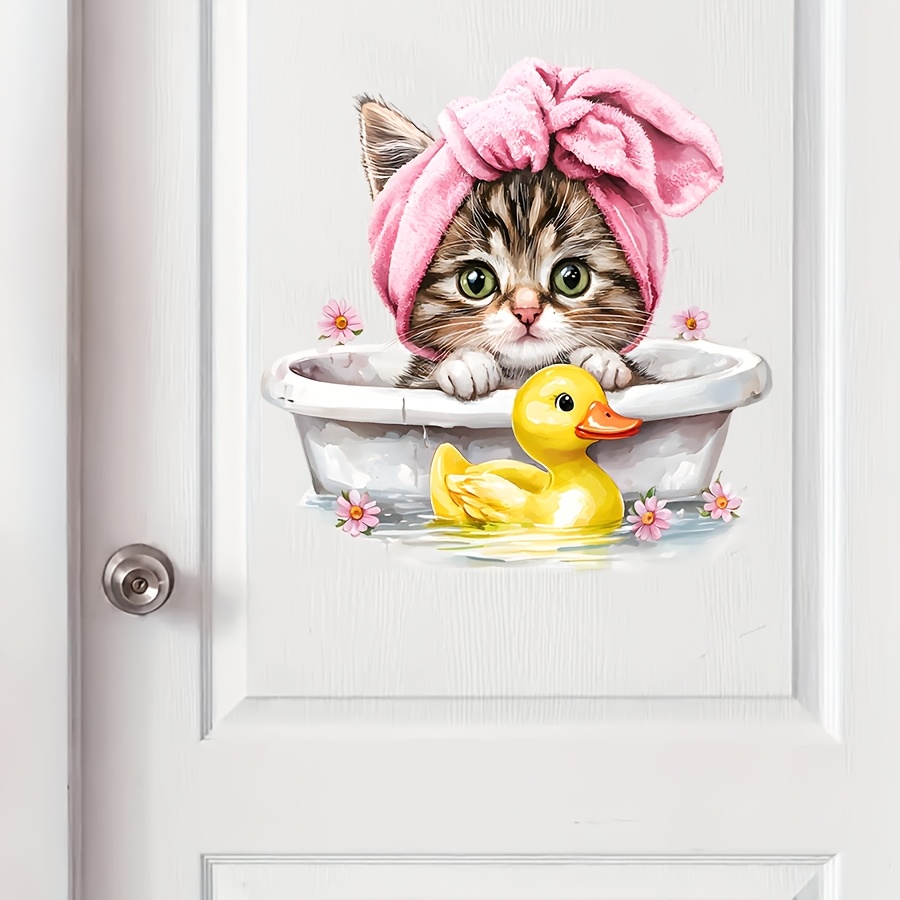 Home Bathroom Wall Tiles - Autocollants muraux mignons de chat de