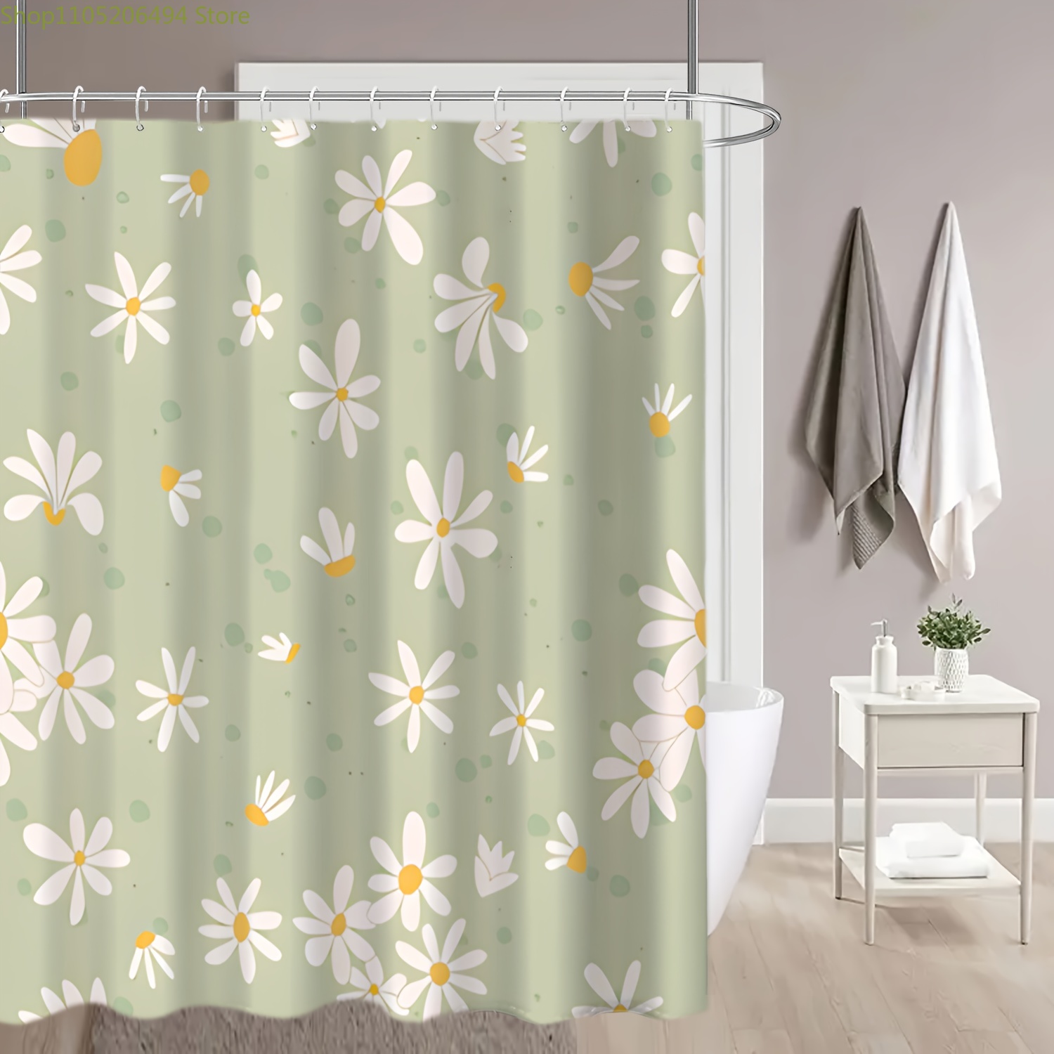Home Bathroom Design Ideas - Rideau de douche motif marguerite mignon,