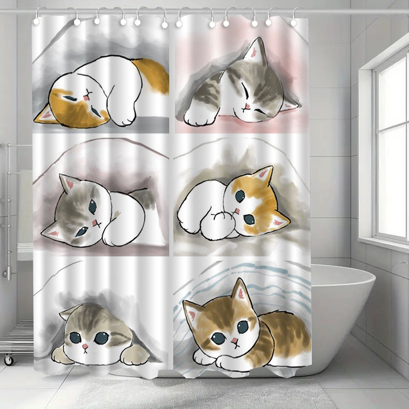 Home Bathroom Design Ideas - Rideau de douche avec motif de