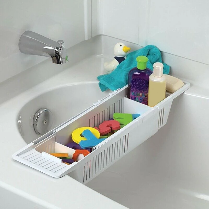 Bath Caddy Tray - Mir Rétractable Multifonction pour Baignoire, Rangement