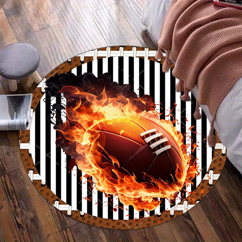 Home Decor Bathroom Ideas - Tapis rond de Football flamant pour