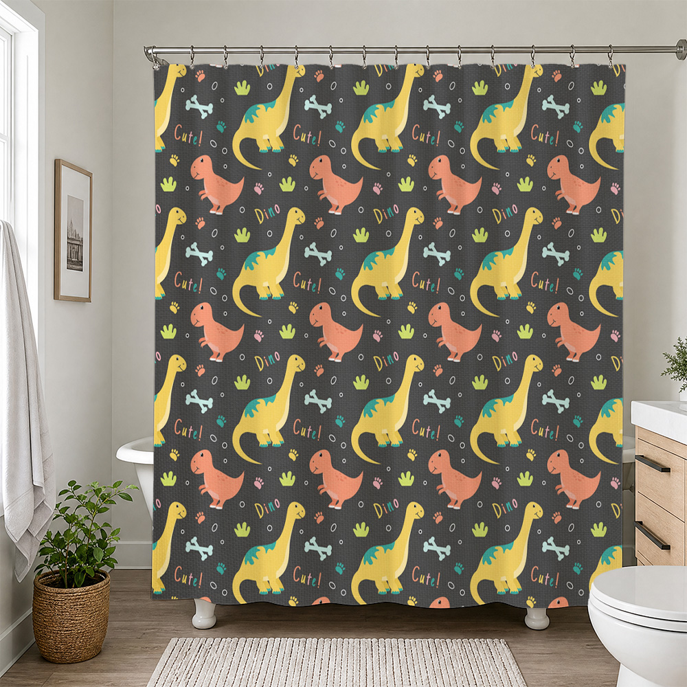 Home Decor Bathroom Ideas - Rideau de douche imperméable motif dinosaure