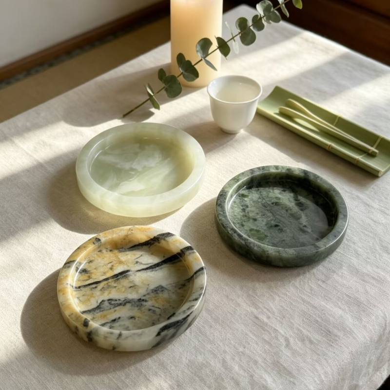 Home Essentials Bathroom Organizer - Plateau rond en marbre naturel pour