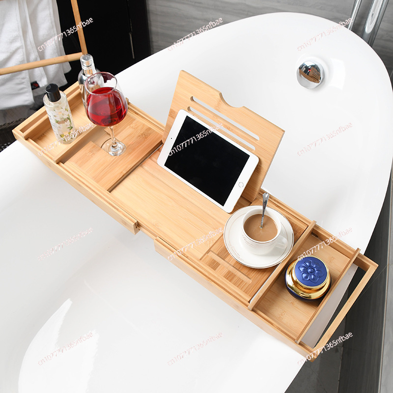 Bath Caddy Tray - Support de bain de luxe marron,