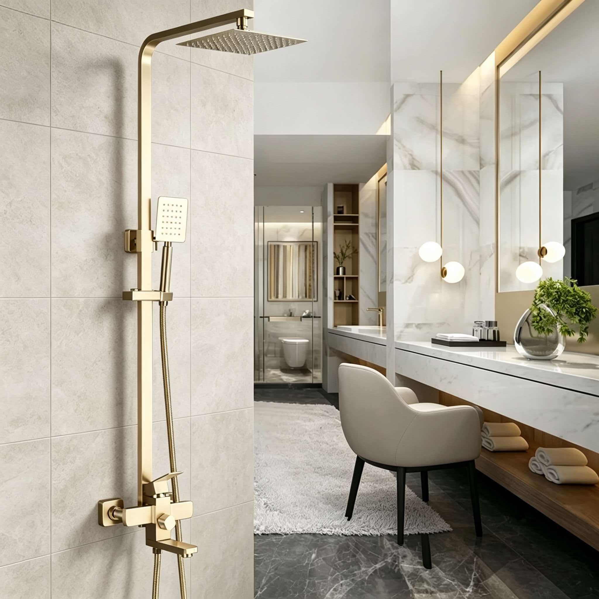 Ensemble de douche doré en aci - Home Bathroom Shower avis et prix