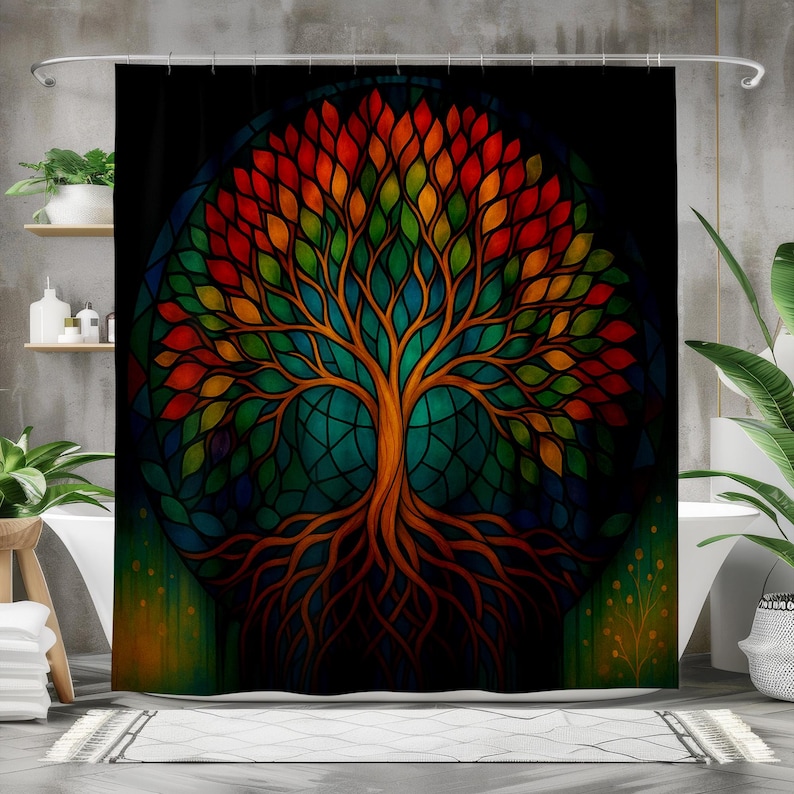 Rideau de douche bohème arbre  - Home Bathroom Design Ideas avis et prix
