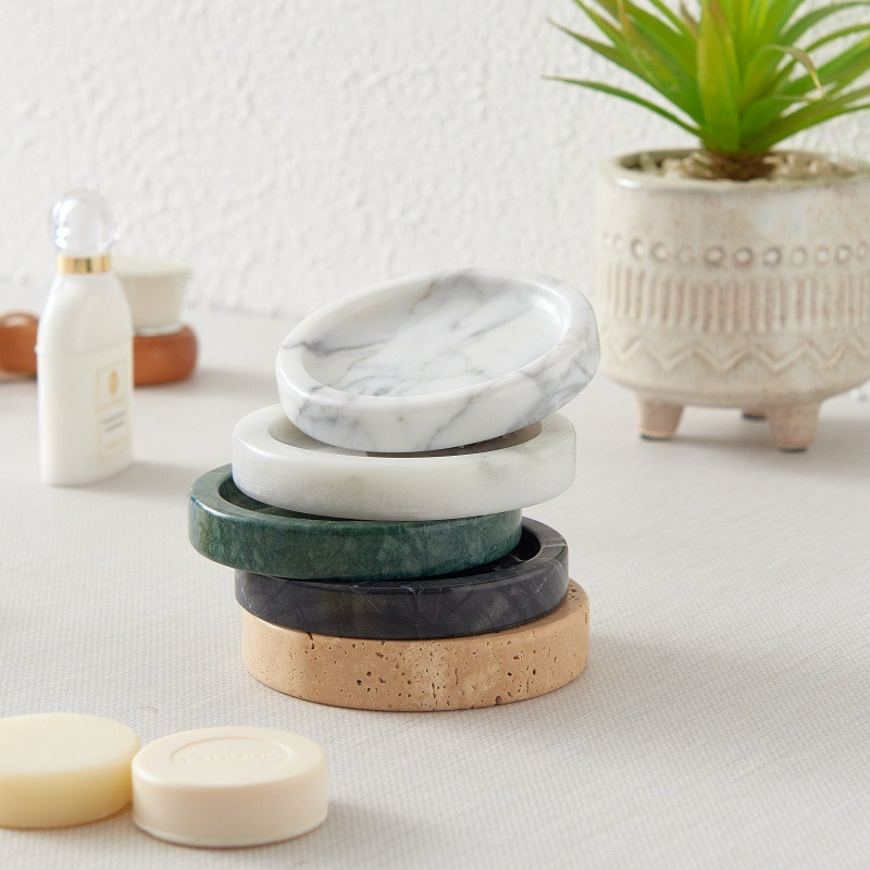 Plateau rond en marbre naturel - Home Essentials Bathroom Organizer avis et prix