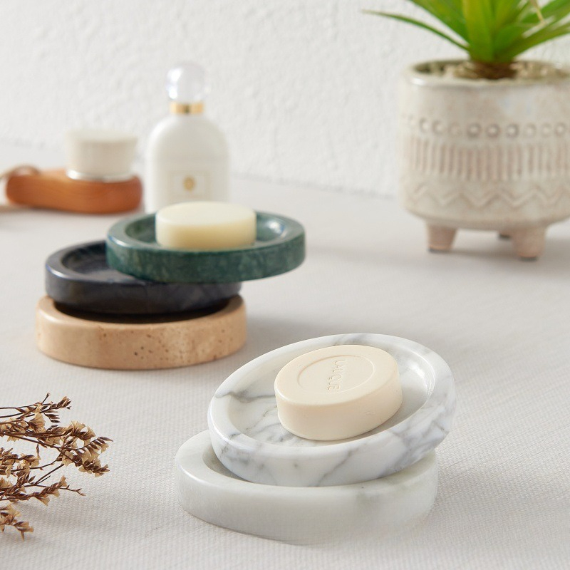 Plateau rond en marbre naturel - Home Essentials Bathroom Organizer avis et prix