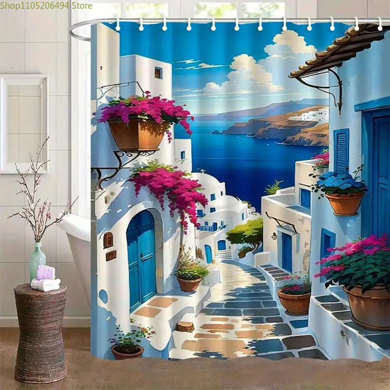 Rideau de douche Santorin, île - Home Bathroom Design Ideas avis et prix